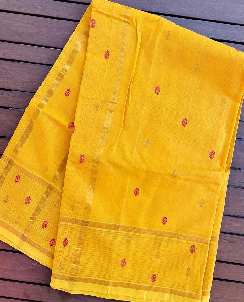 Venkatagiri Cotton Saree - Yellow/ floral