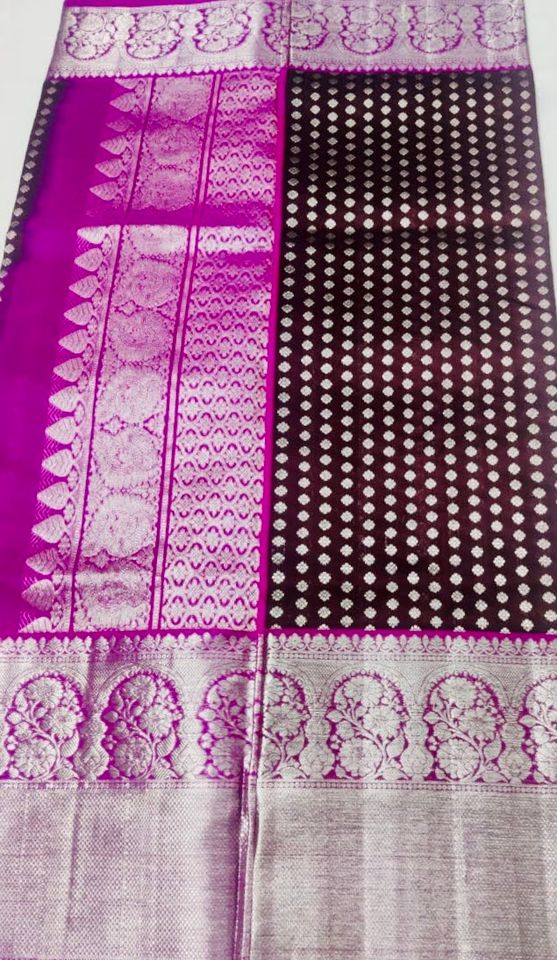 Venkatagiri Silk Saree - Burgundy w/ Majenta
