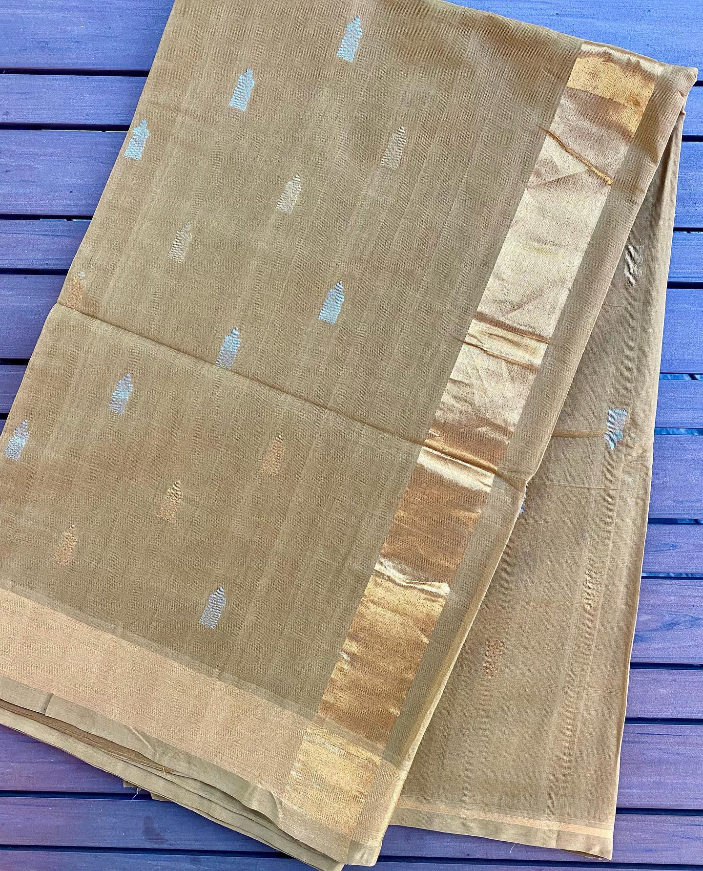 Venkatagiri Cotton Saree - Khaki