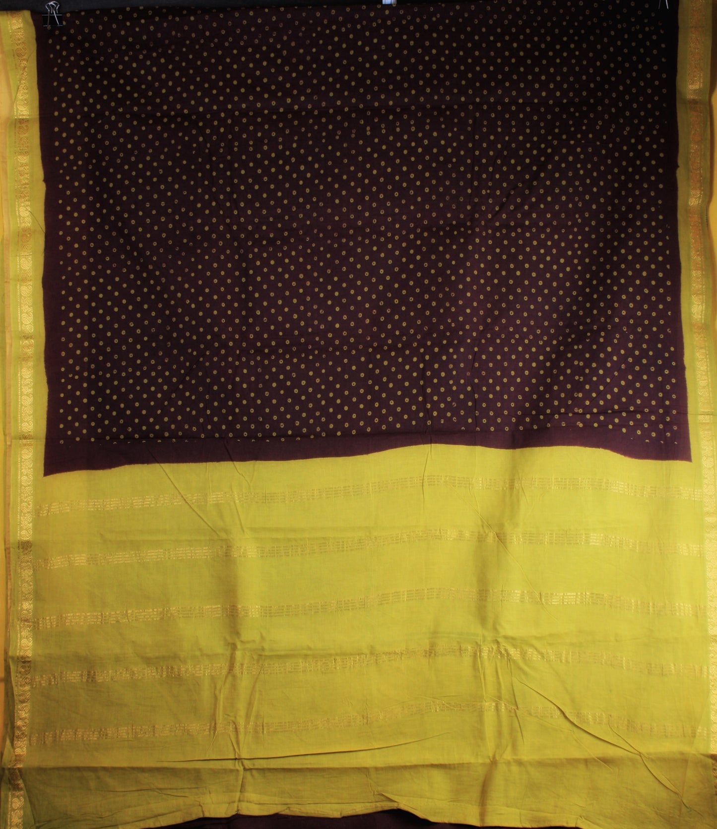 Sungudi Cotton Saree - Maroon/ Yellow
