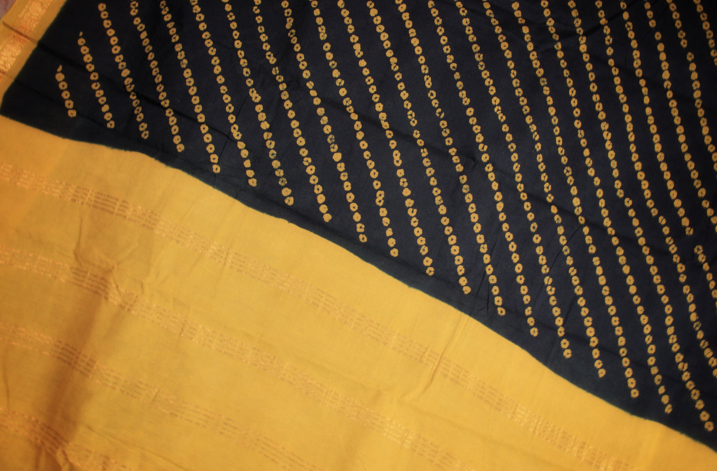 Sungudi Cotton Saree - Green/ Yellow