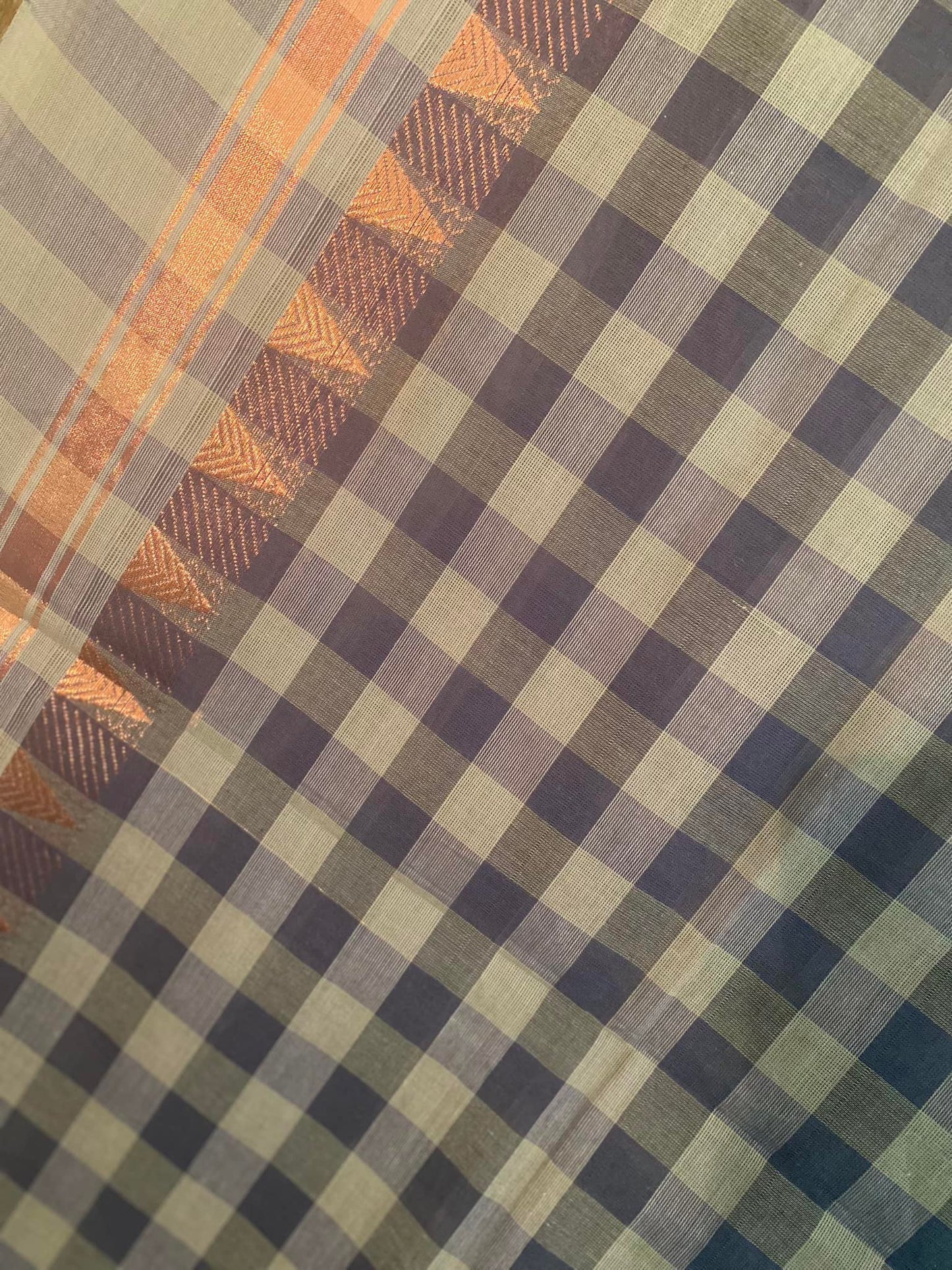 Kandangi Handloom Saree - Checks - Teal/ Navy