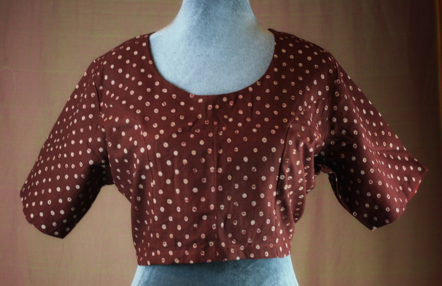 Sungudi Cotton Blouse - Back Contrast Border