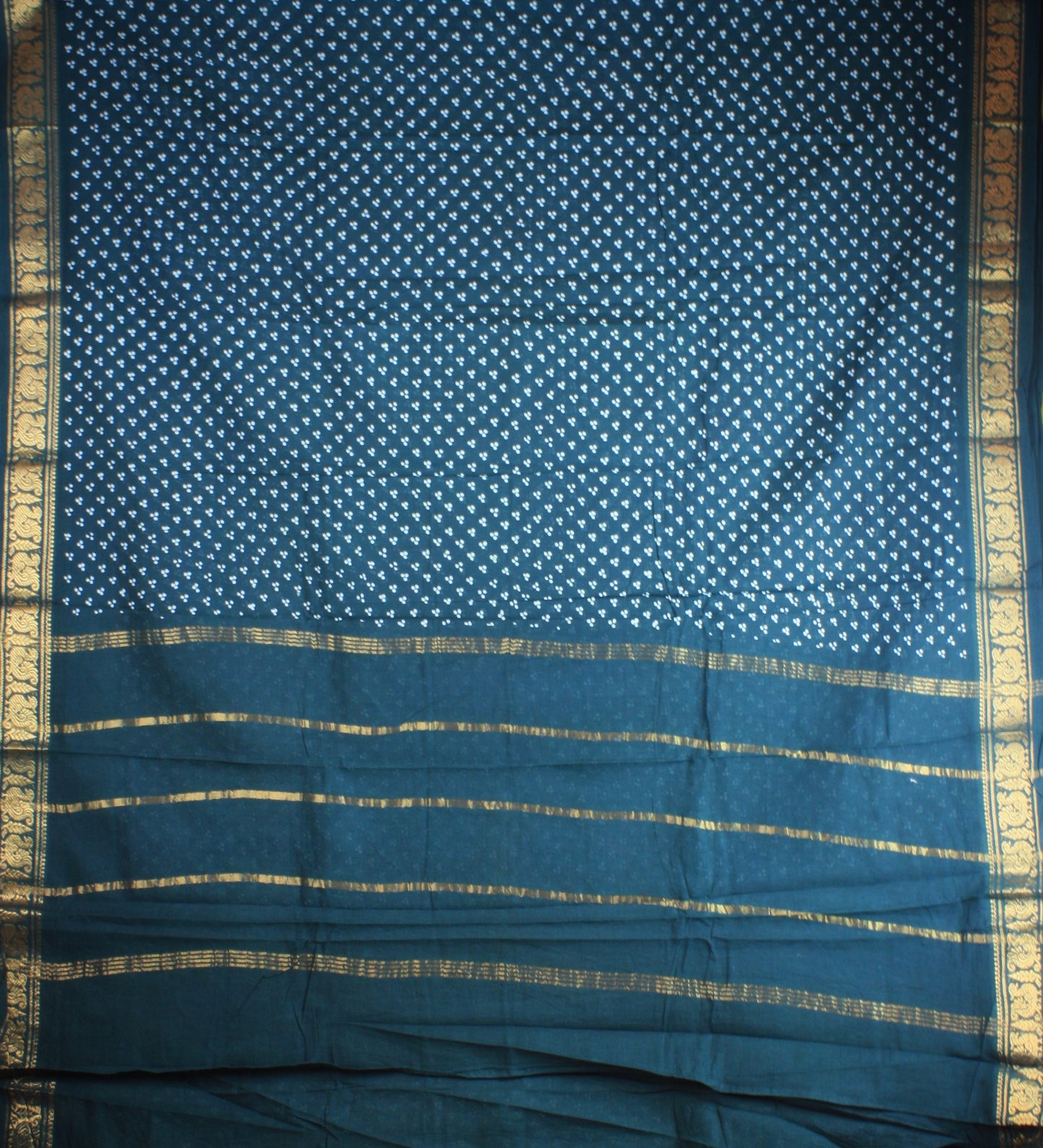 Sungudi Cotton Saree - Dark Green