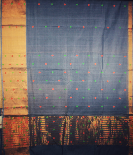Venkatagiri Cotton Saree - Gray/ Heart