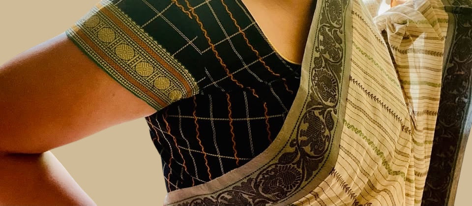 Kanjivaram Cotton Blouse - Black Veldhari