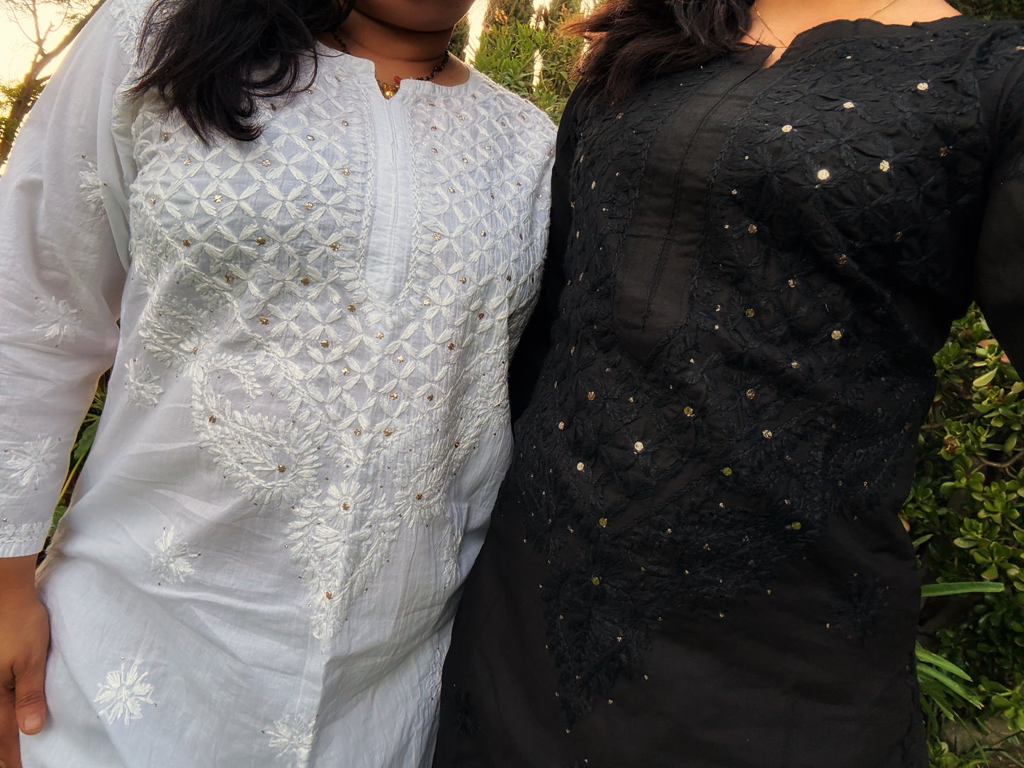 Chikankari Hand embroidery Cotton Kurta + Palazzo Set