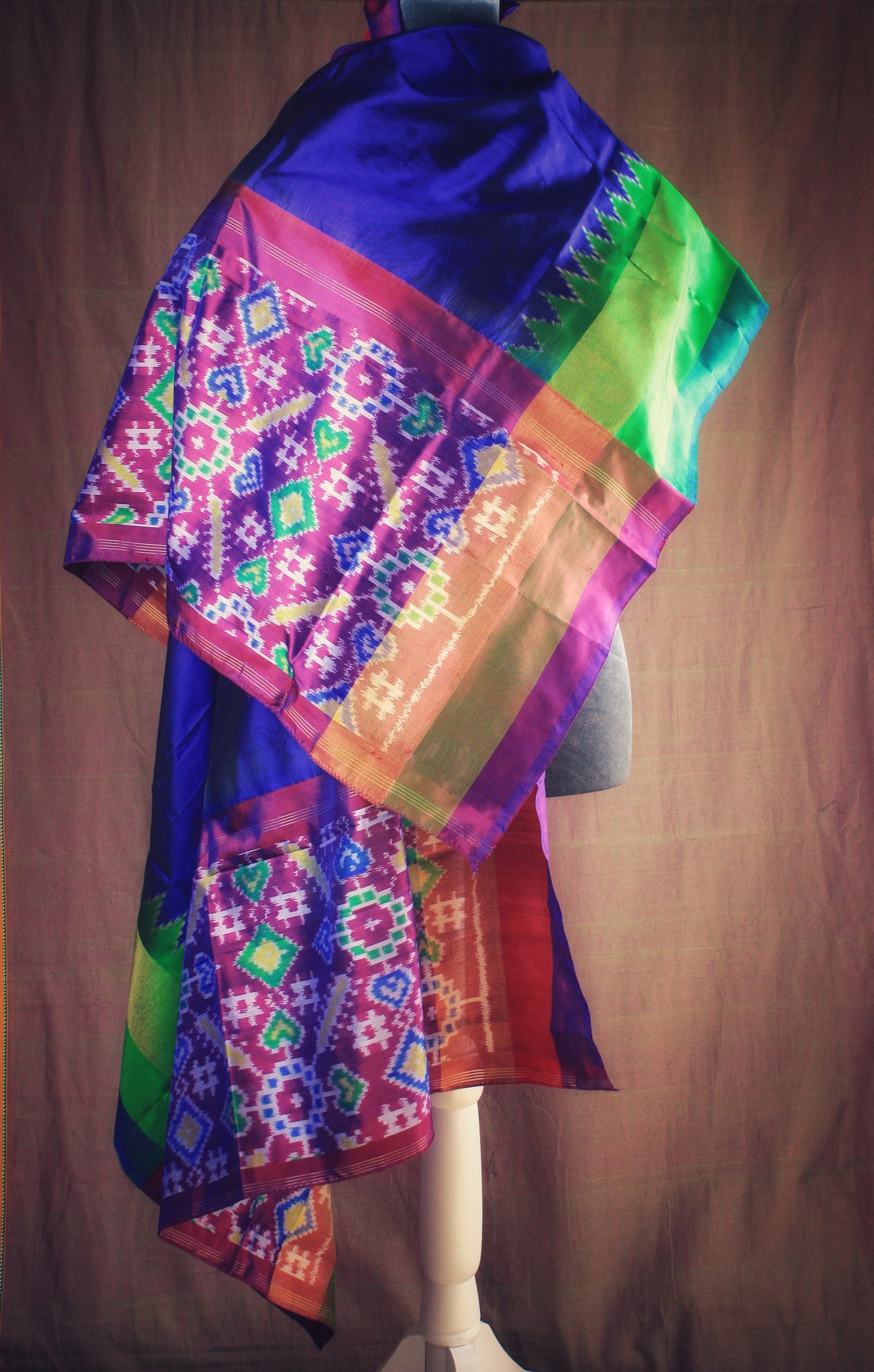 Pochampally Ikat Silk Dupatta - 2 colors