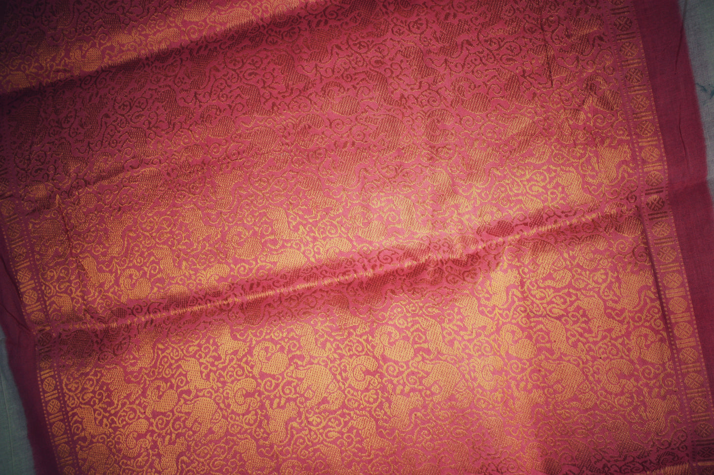 Sungudi Cotton Saree - Pink/ Off-white Vanasingaram