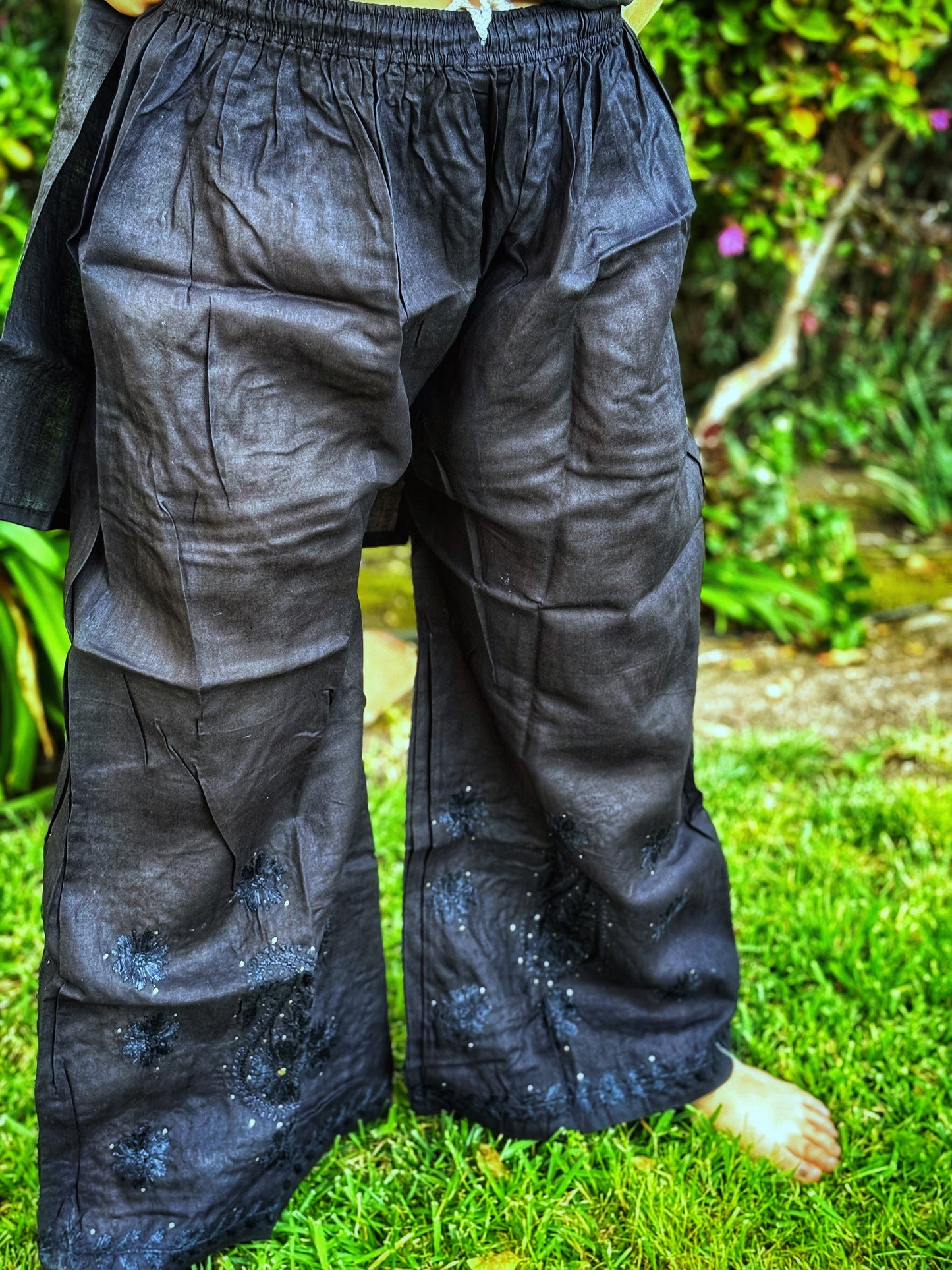 Chikankari Hand embroidery Cotton Kurta + Palazzo Set