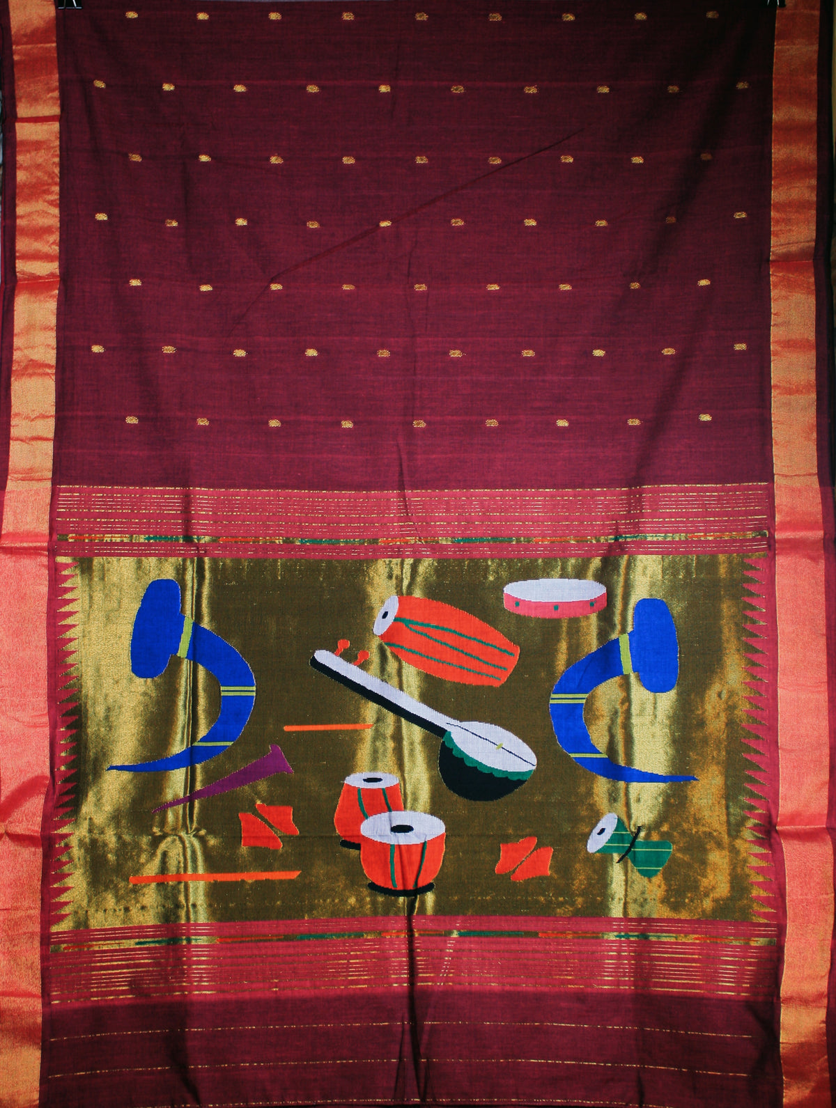 Paithani Handloom Cotton Saree - Purple