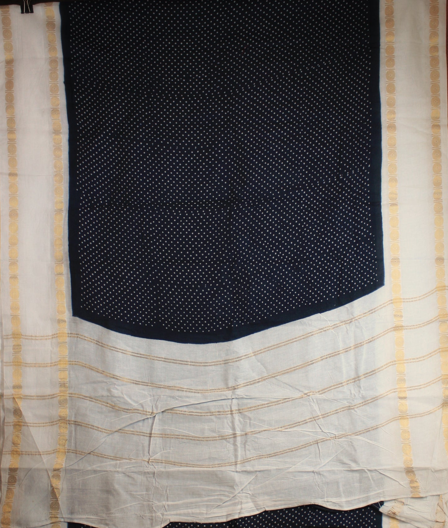 Sungudi Cotton Saree - Black/ White