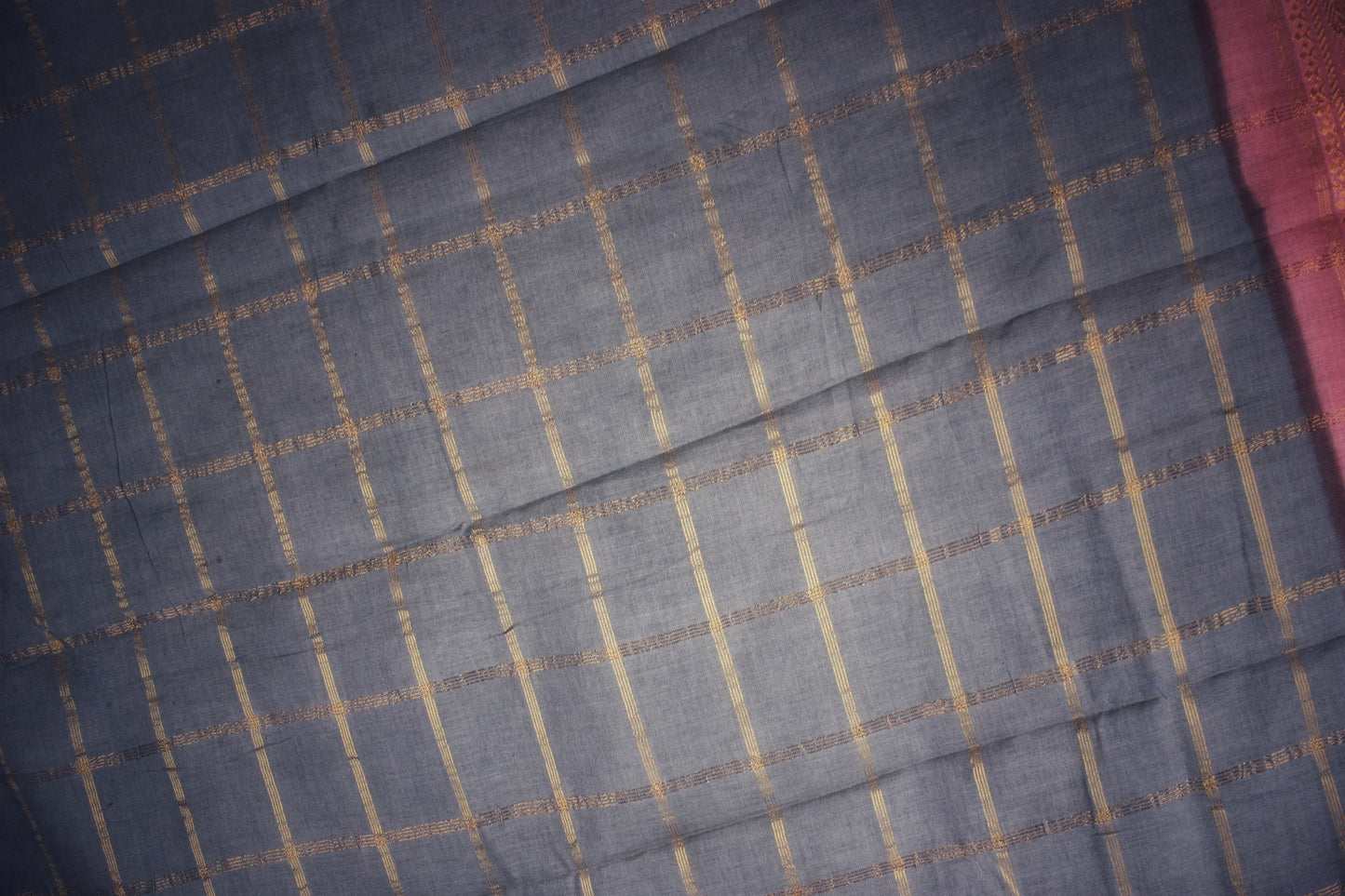 Sungudi Cotton Saree - Gray/ Pink