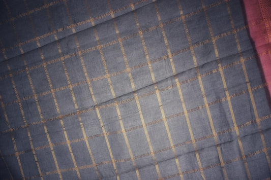 Sungudi Cotton Saree - Gray/ Pink