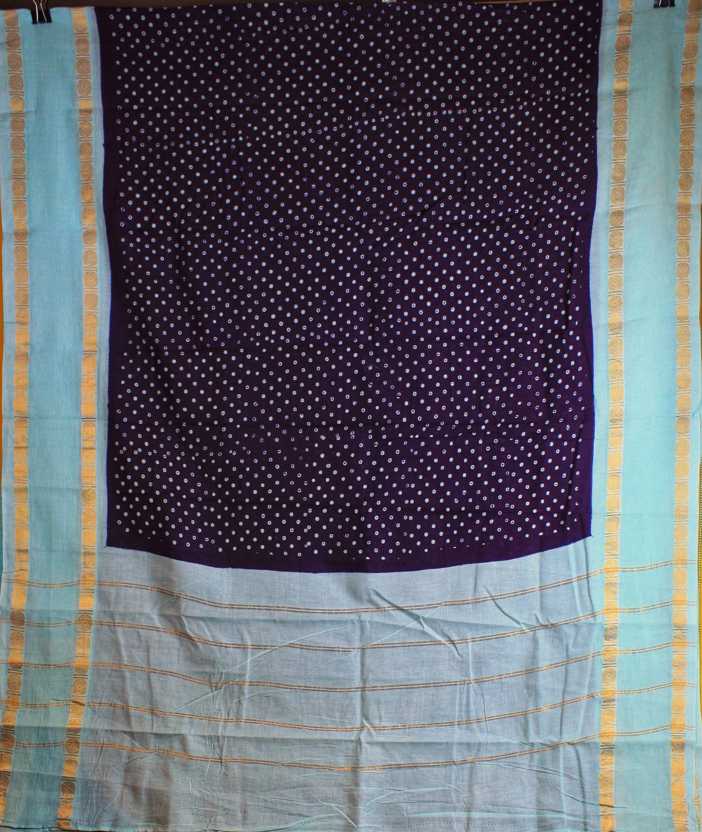 Sungudi Cotton Saree - Plum/ Baby blue