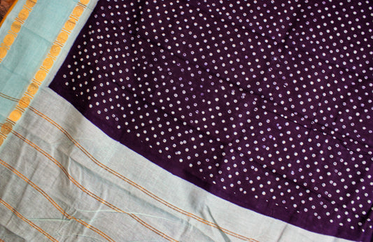 Sungudi Cotton Saree - Plum/ Baby blue