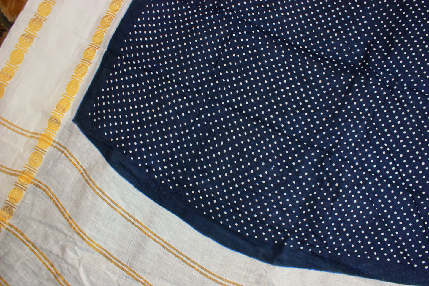 Sungudi Cotton Saree - Black/ White