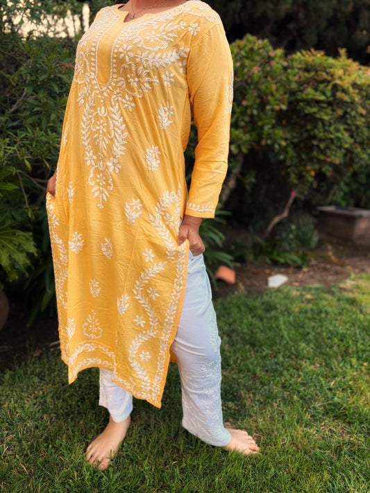 Chikankari Hand embroidery Modal Kurta