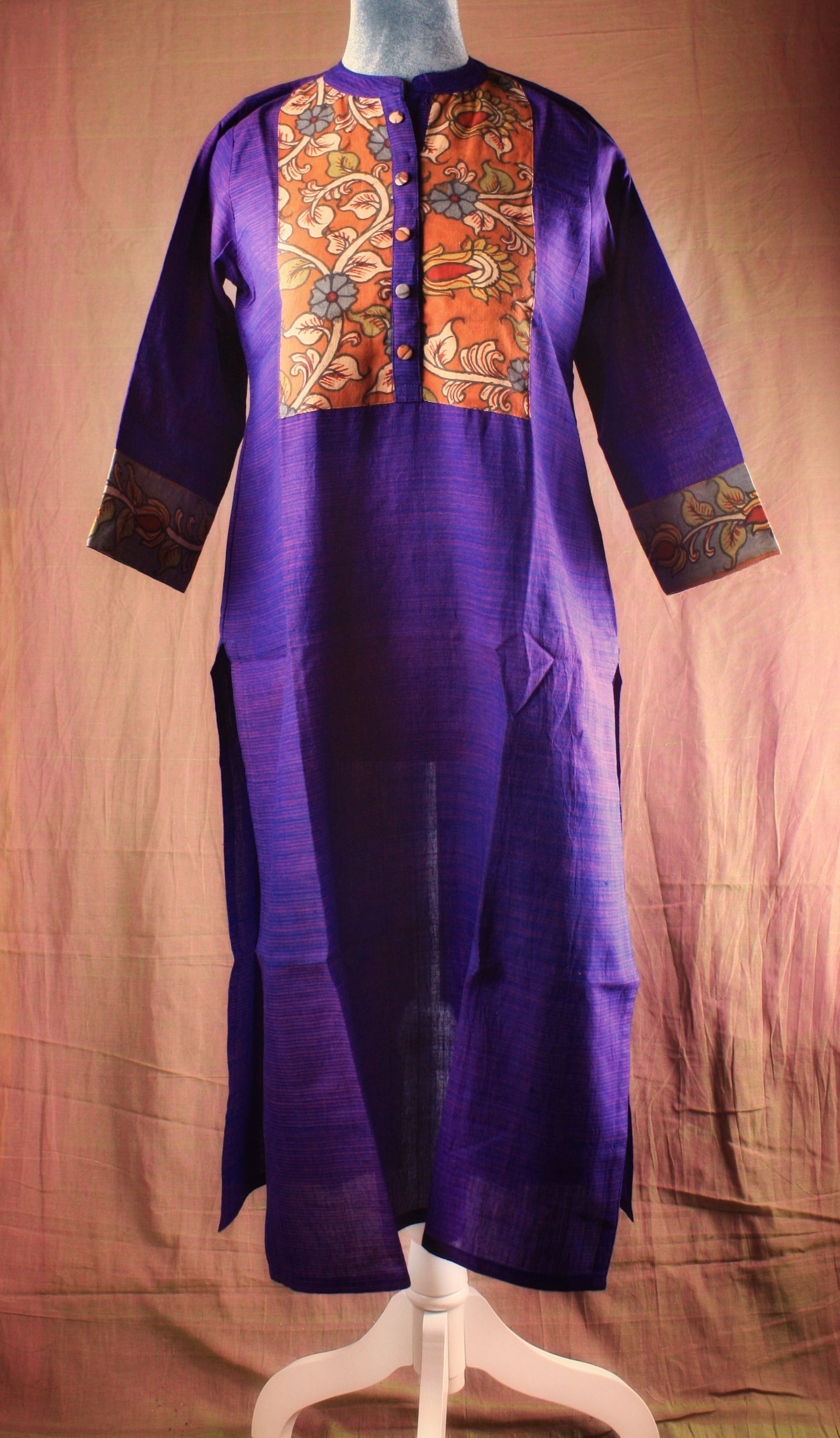 Khadi Kurta with Kalamkari Yoke