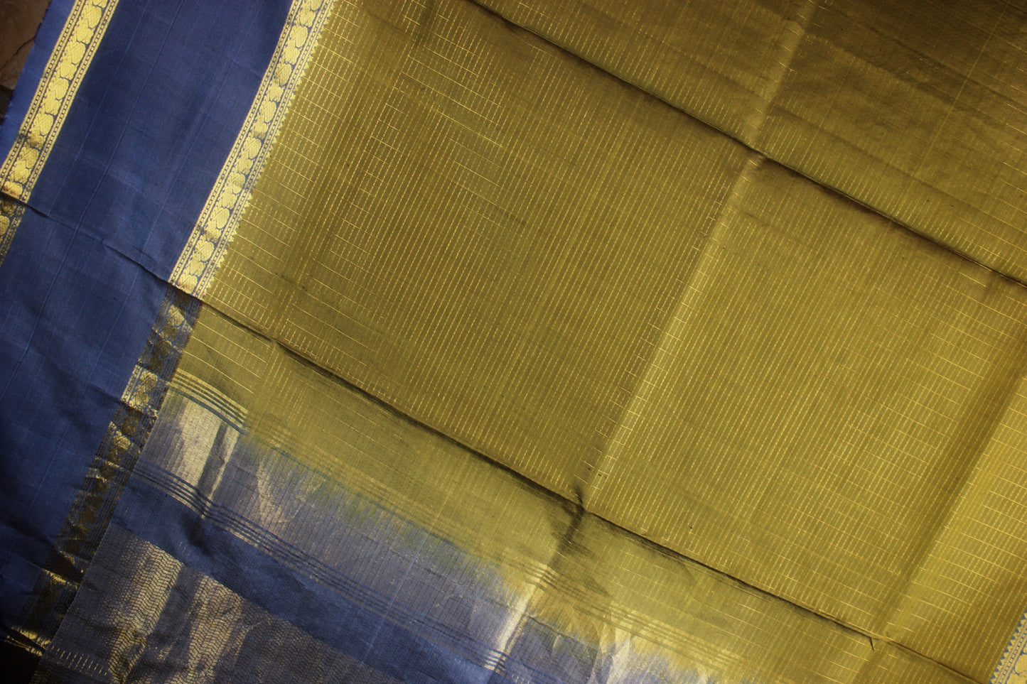Kanjivaram Soft Silk Saree - Mossy Green w/ Gray