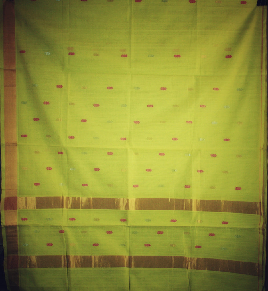 Yellow - Traditional Venkatagiri Handloom Cotton Checks Saree 06