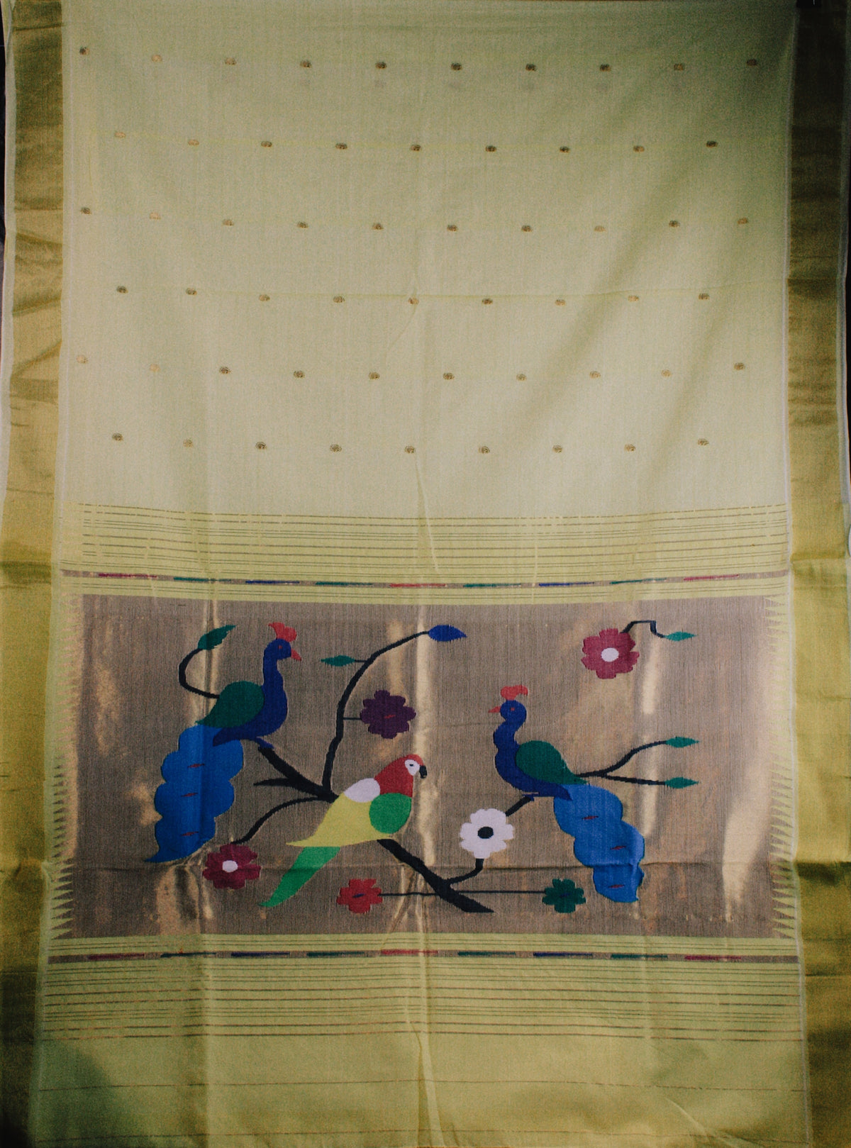 Paithani Handloom Cotton Saree - Yellow