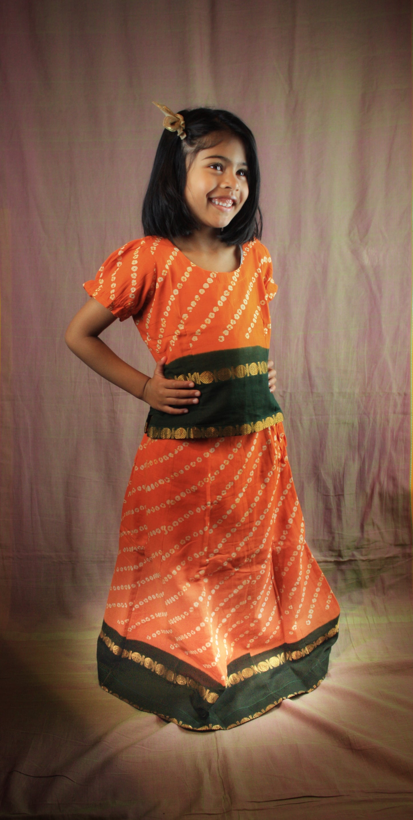 Sungudi Pavadai + Top set