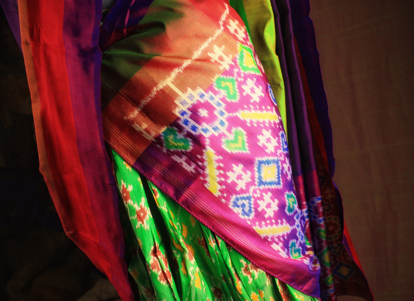 Pochampally Ikat Silk Dupatta - 2 colors