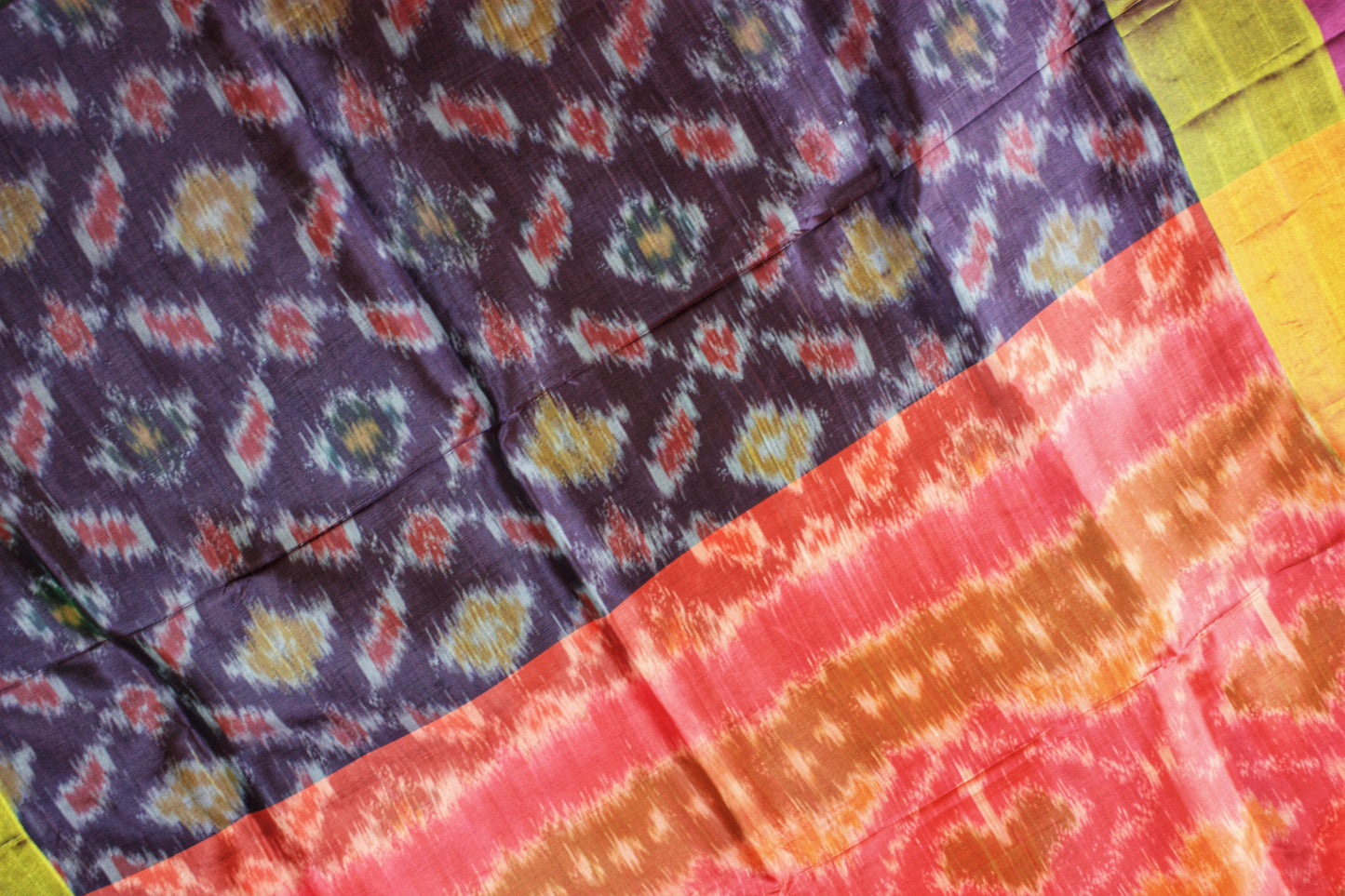 Pochampally Ikat Soft Silk Saree - Purple/ Pink