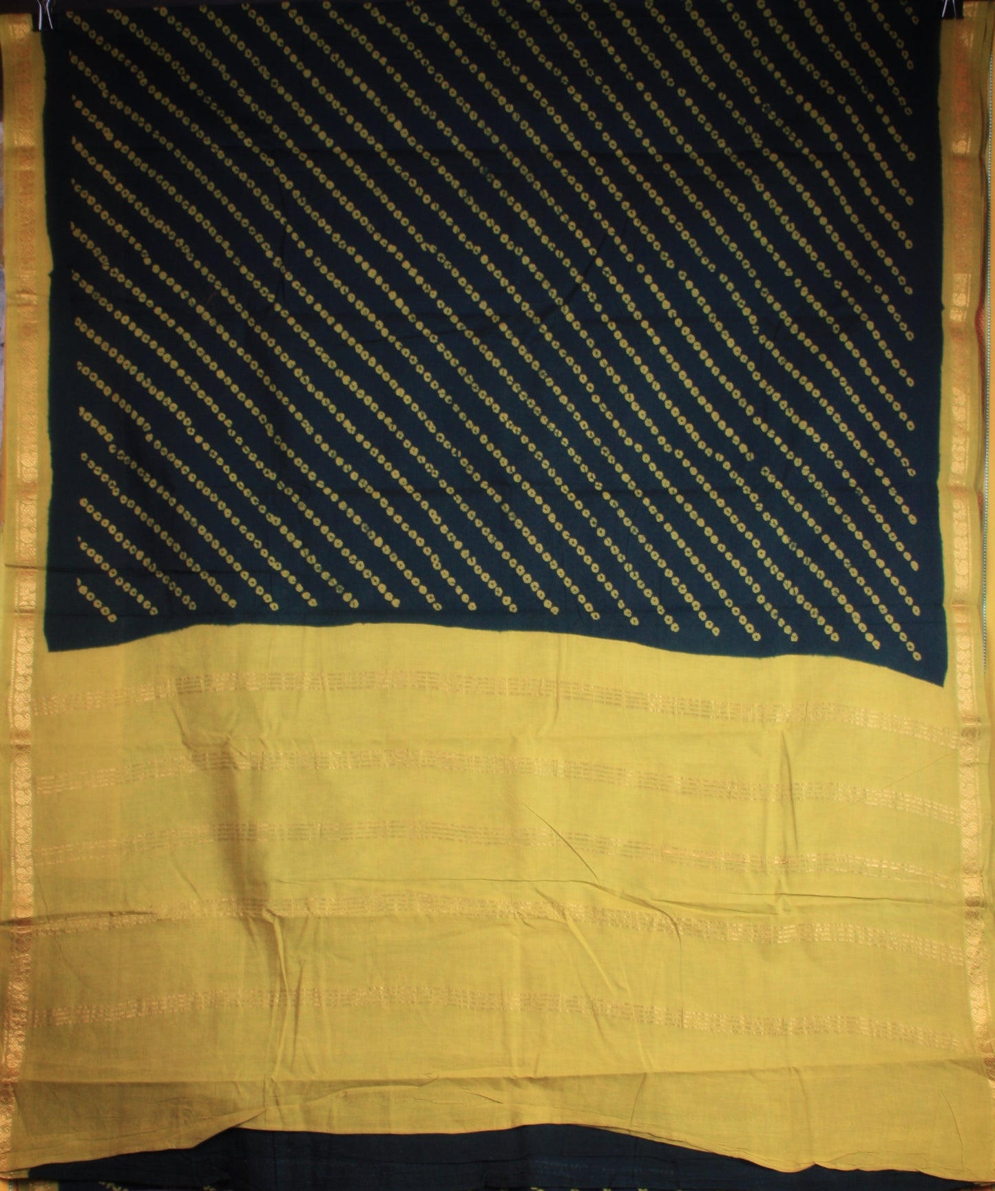 Sungudi Cotton Saree - Green/ Yellow