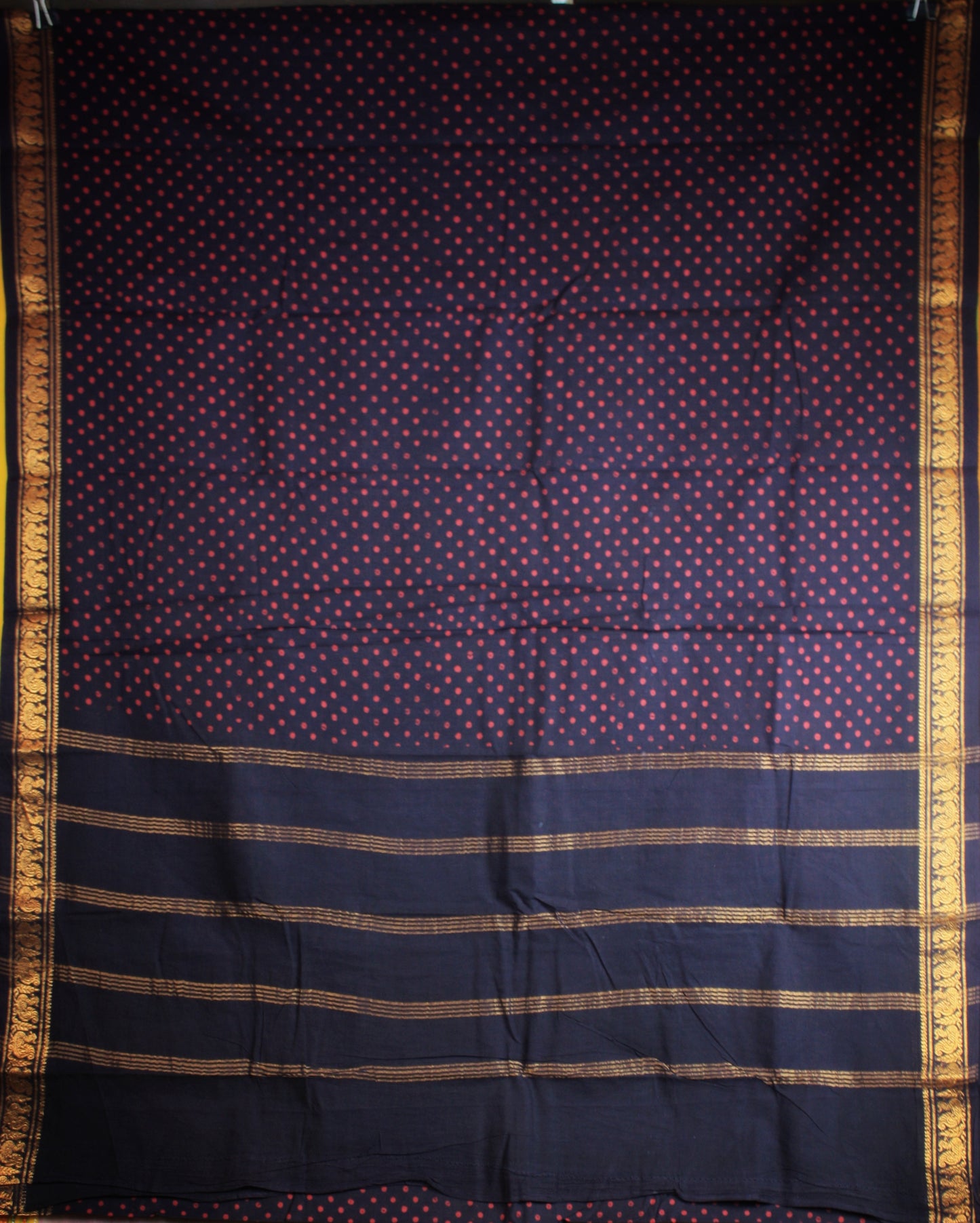 Sungudi Cotton Saree - Black