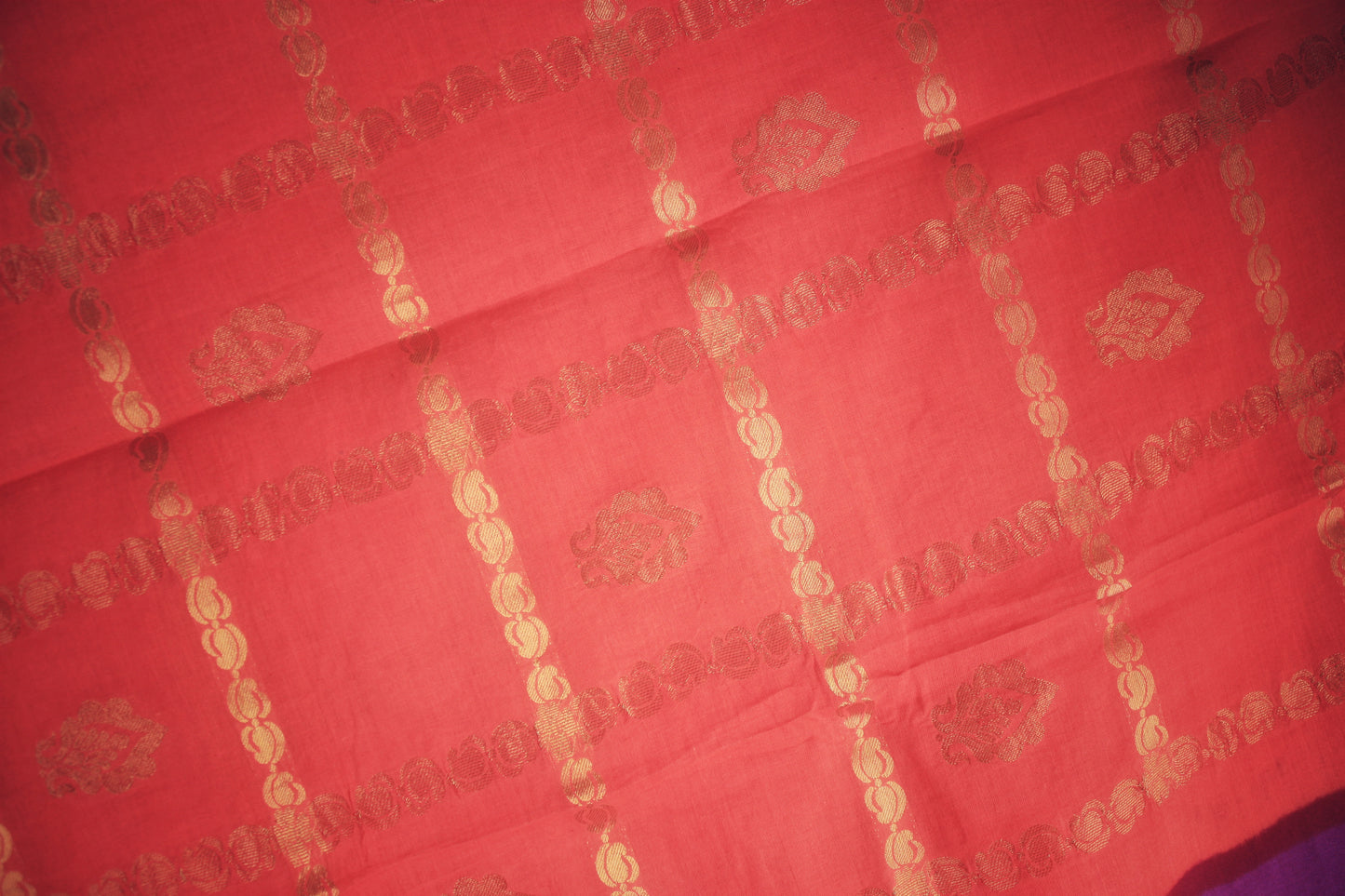 Sungudi Cotton Saree - Orange/ Magenta