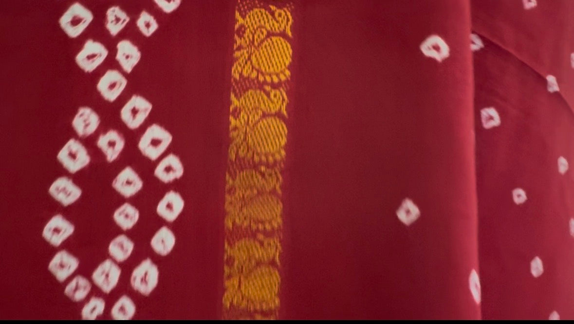 Kaikattu Sungudi Cotton Saree - Red , border pattern