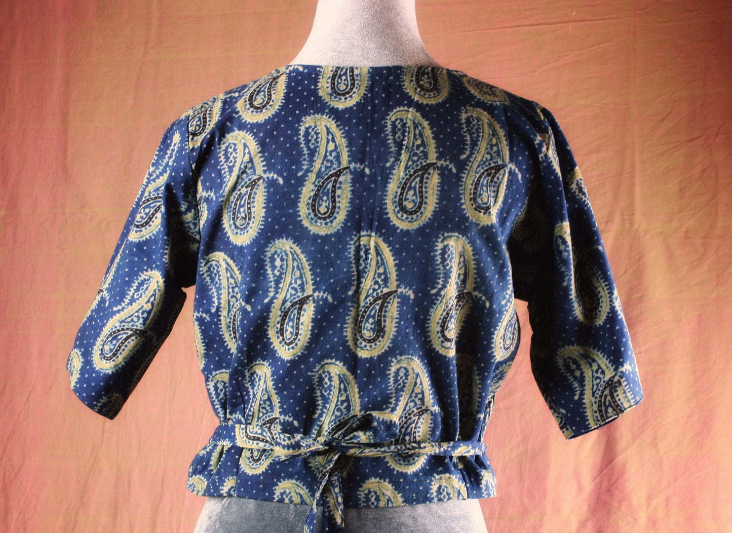 Indigo embroidered Wrap Top