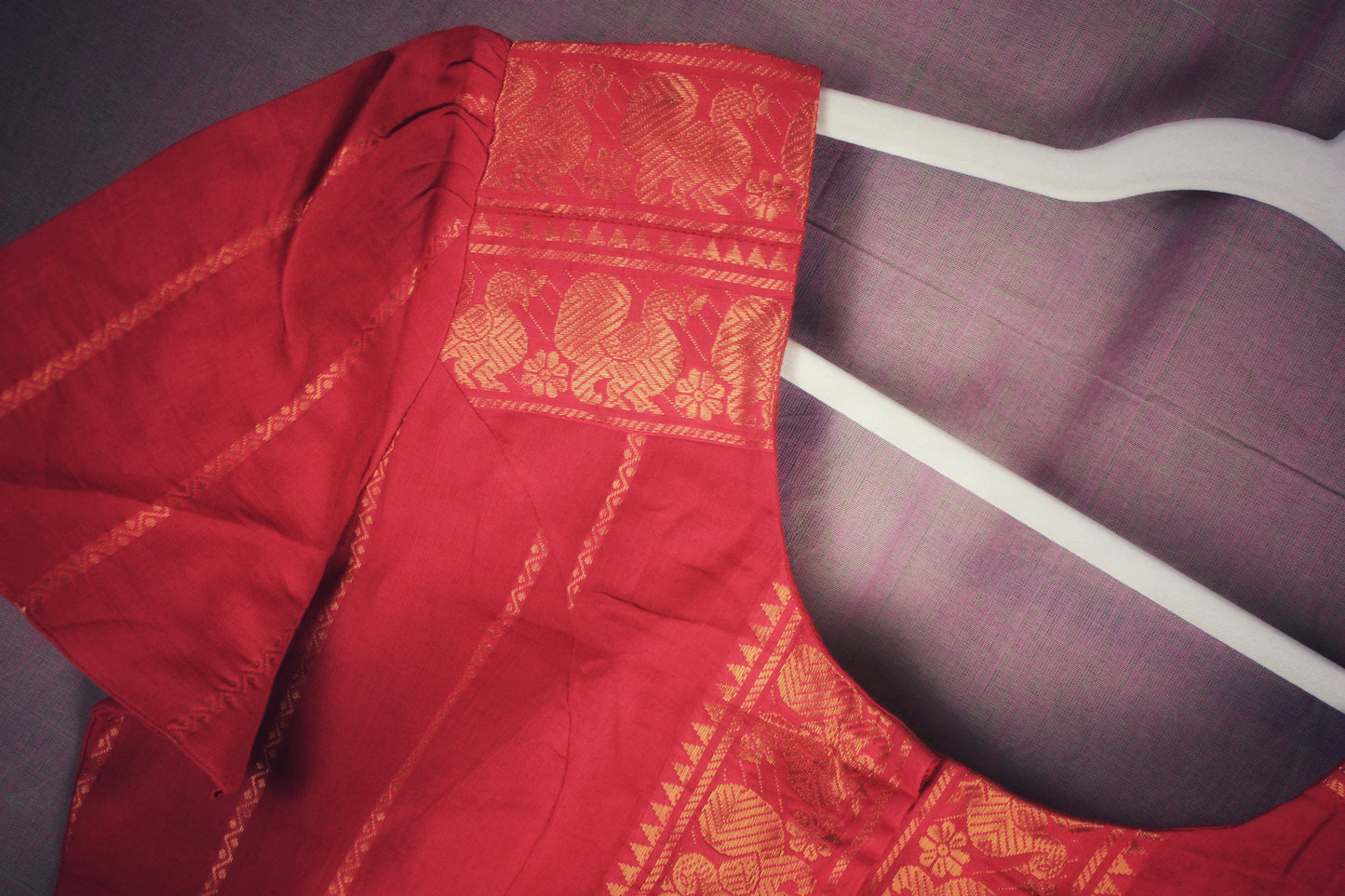 Sungudi Cotton Blouse -Tulip sleeves - many colors