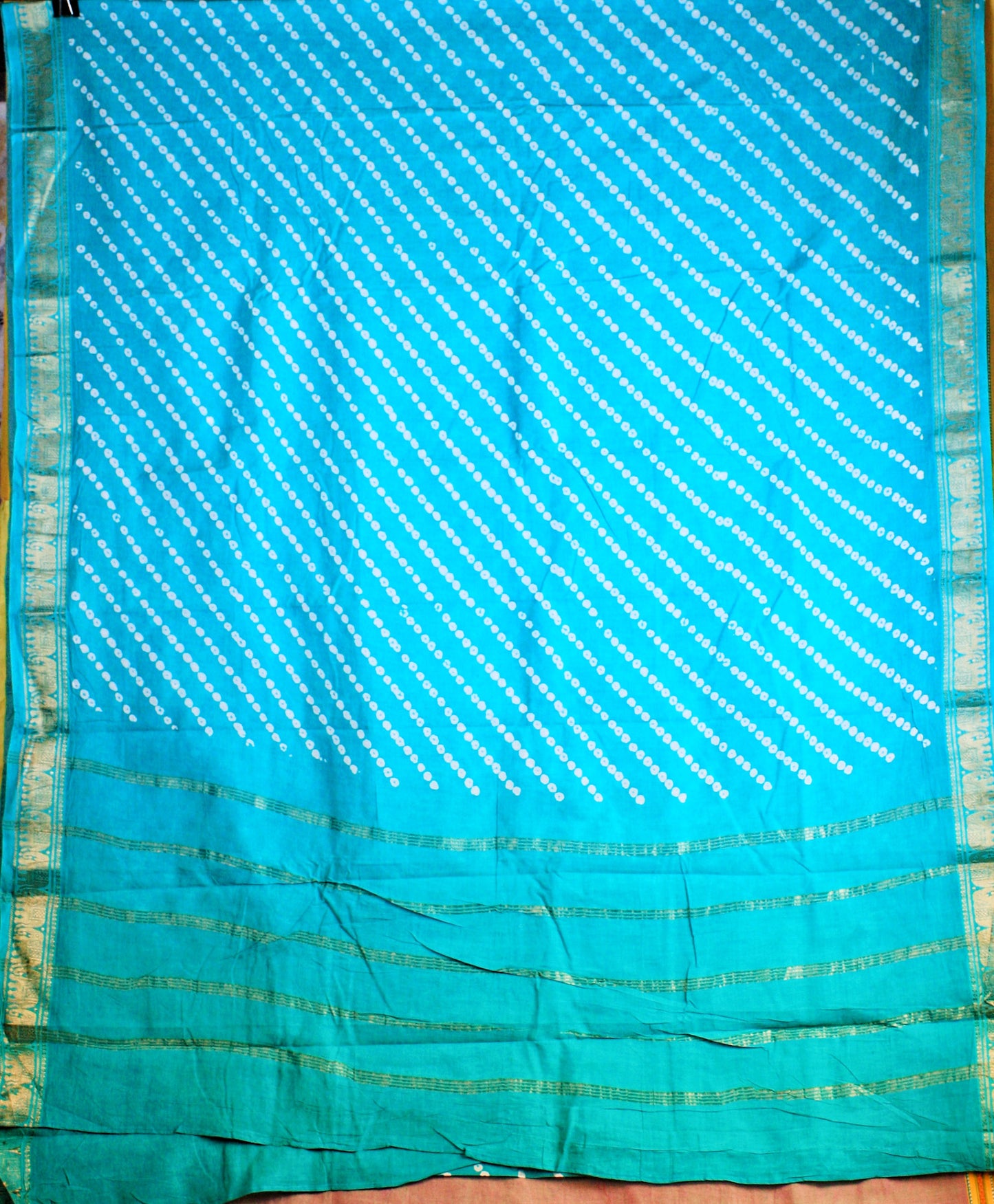 Sungudi Cotton Saree - Teal