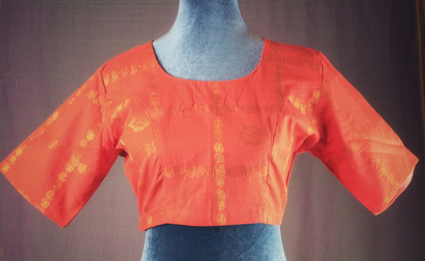 Sungudi Cotton Blouse - Back Contrast Border