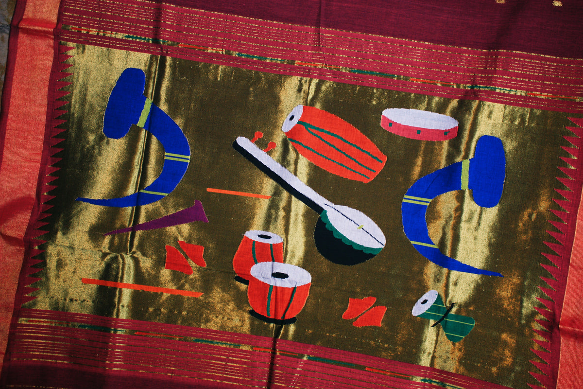 Paithani Handloom Cotton Saree - Purple