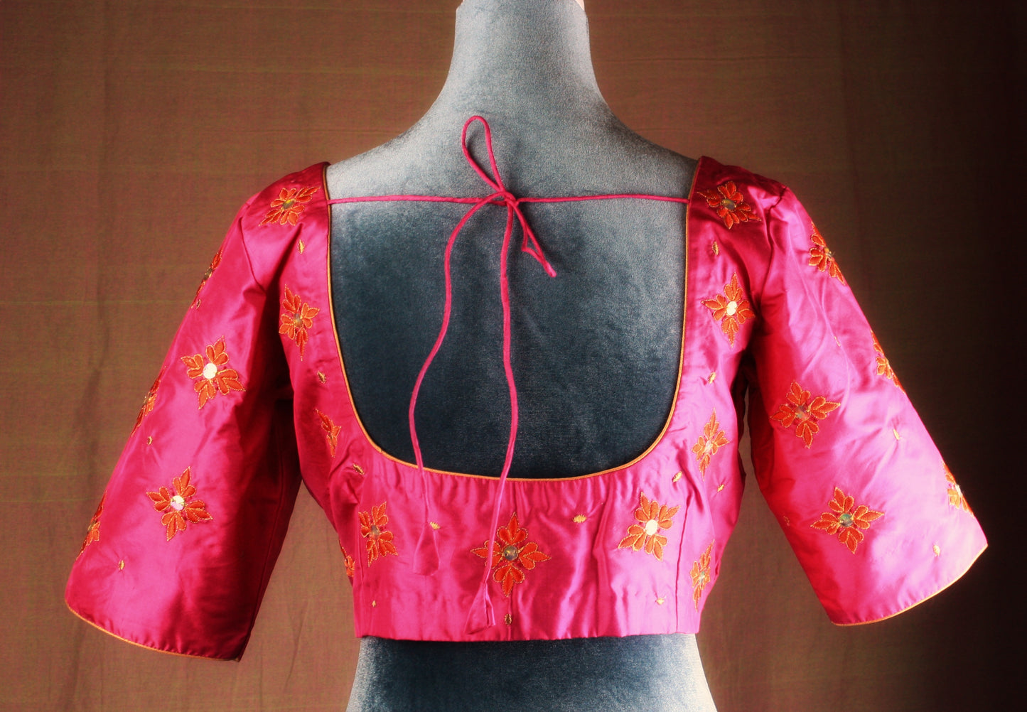 Aari hand embroidered Silk Blouse - Pink
