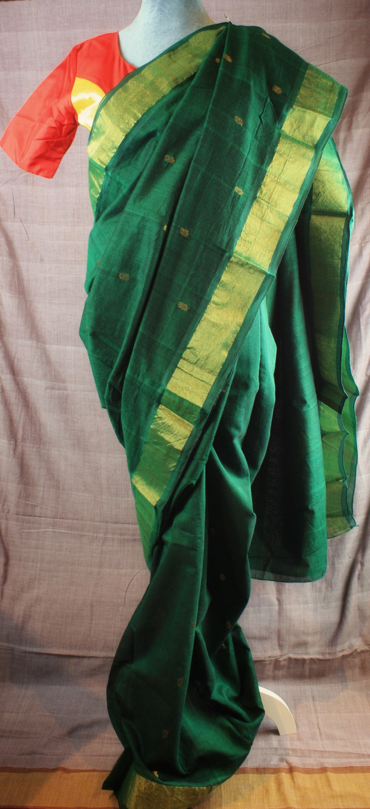 Paithani Handloom Cotton Saree - Green