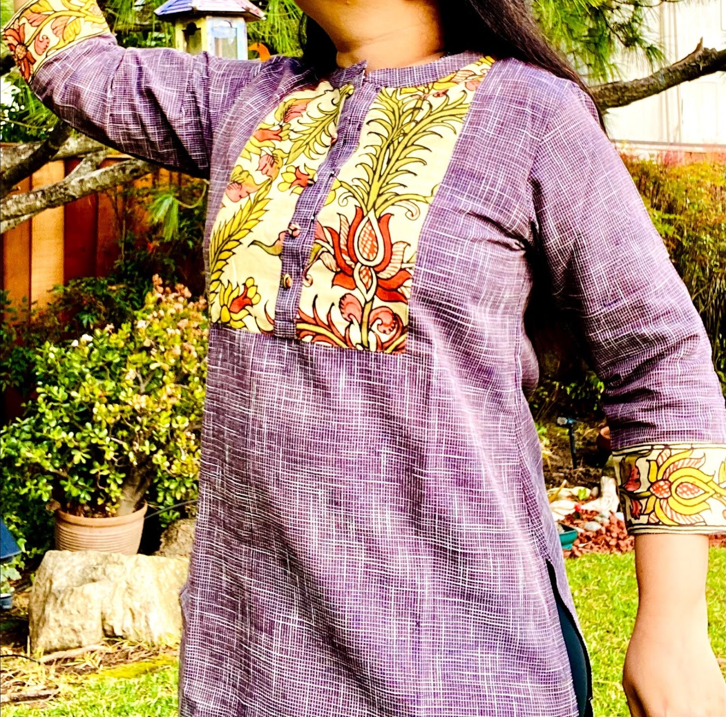 Khadi Kurta with Kalamkari Yoke