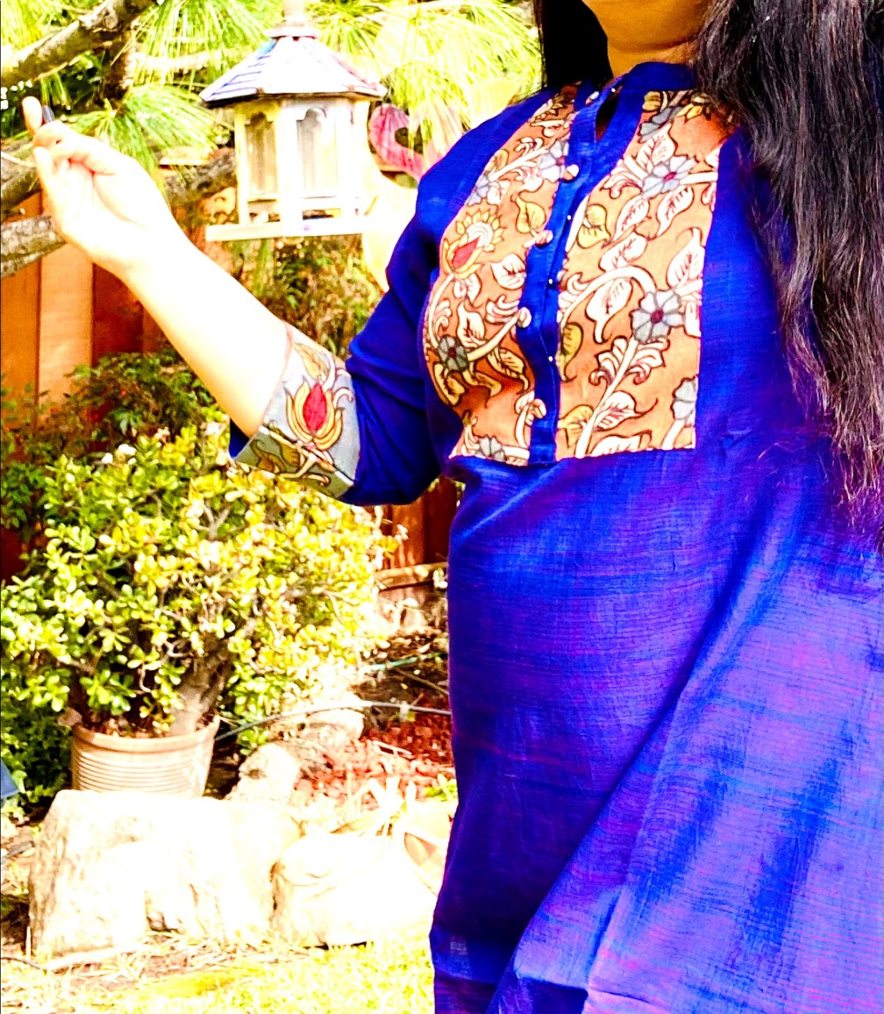 Khadi Kurta with Kalamkari Yoke